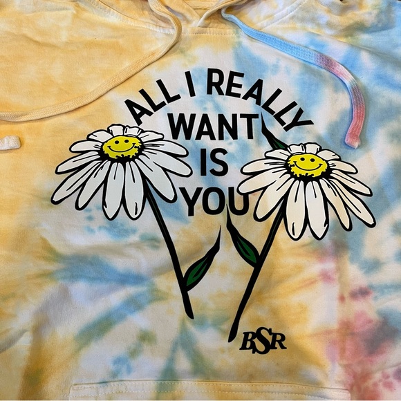 NWOT BSR By Samii Ryan All I Want Multicolor Tie Dye Hoodie - Picture 4 of 5
